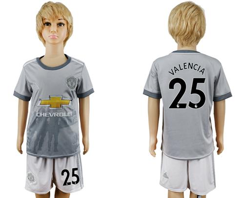 Manchester United #25 Valencia Sec Away Kid Soccer Club Jersey